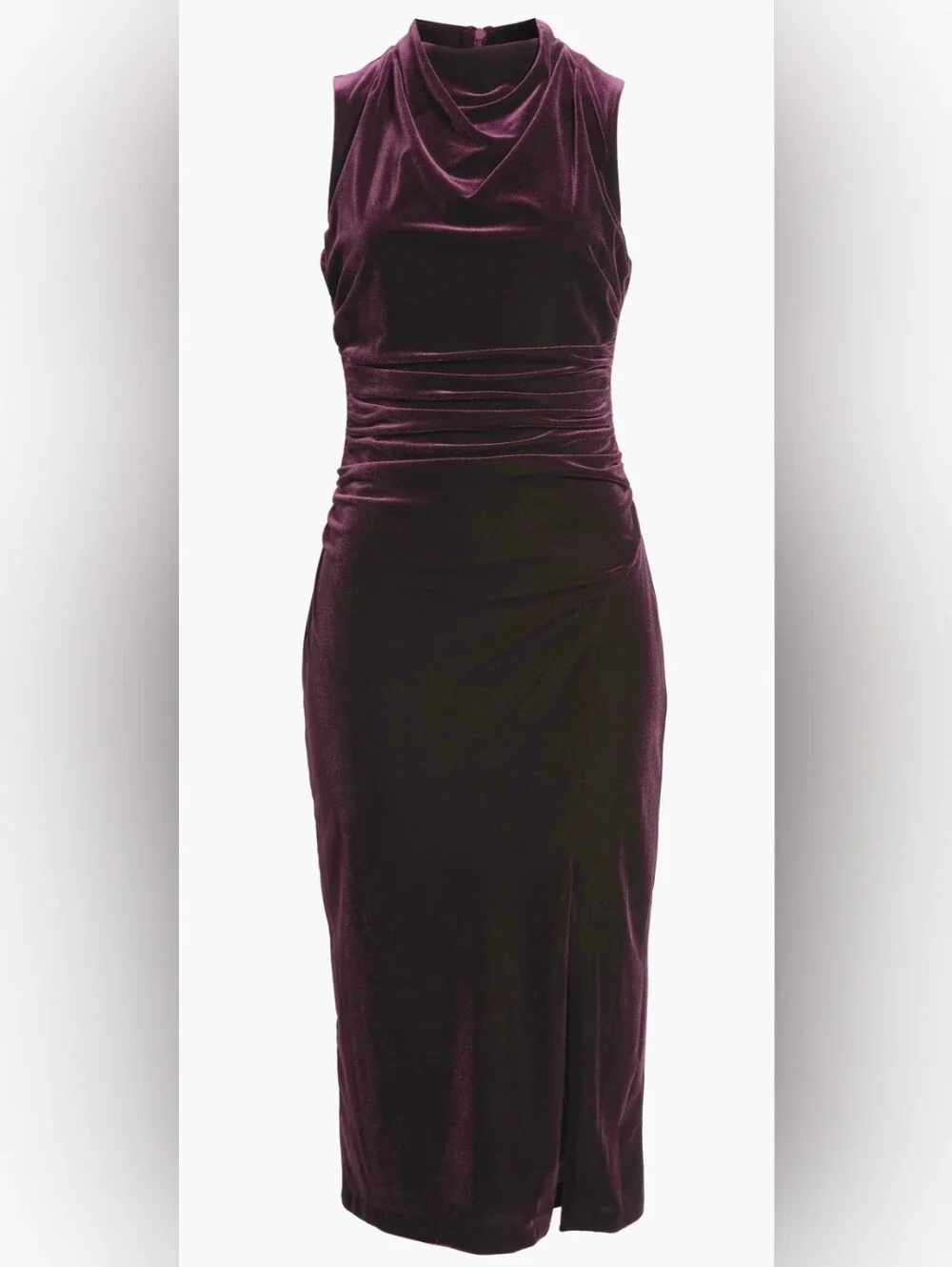 Vince Camuto Velvet Cowl Neck Ruched Midi Dress ✨️ NWT